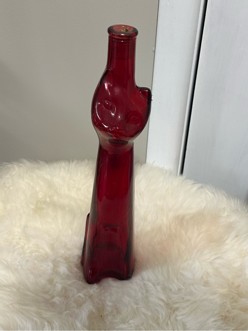 Tall Red Cat Wine Bottle
